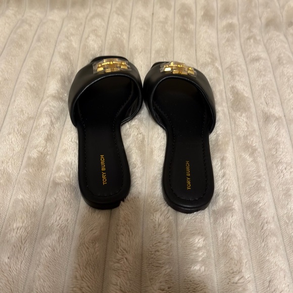 Tory Burch Eleanor Slide Perfect Black / Gold Women’s Size 8.5 - Picture 4 of 6